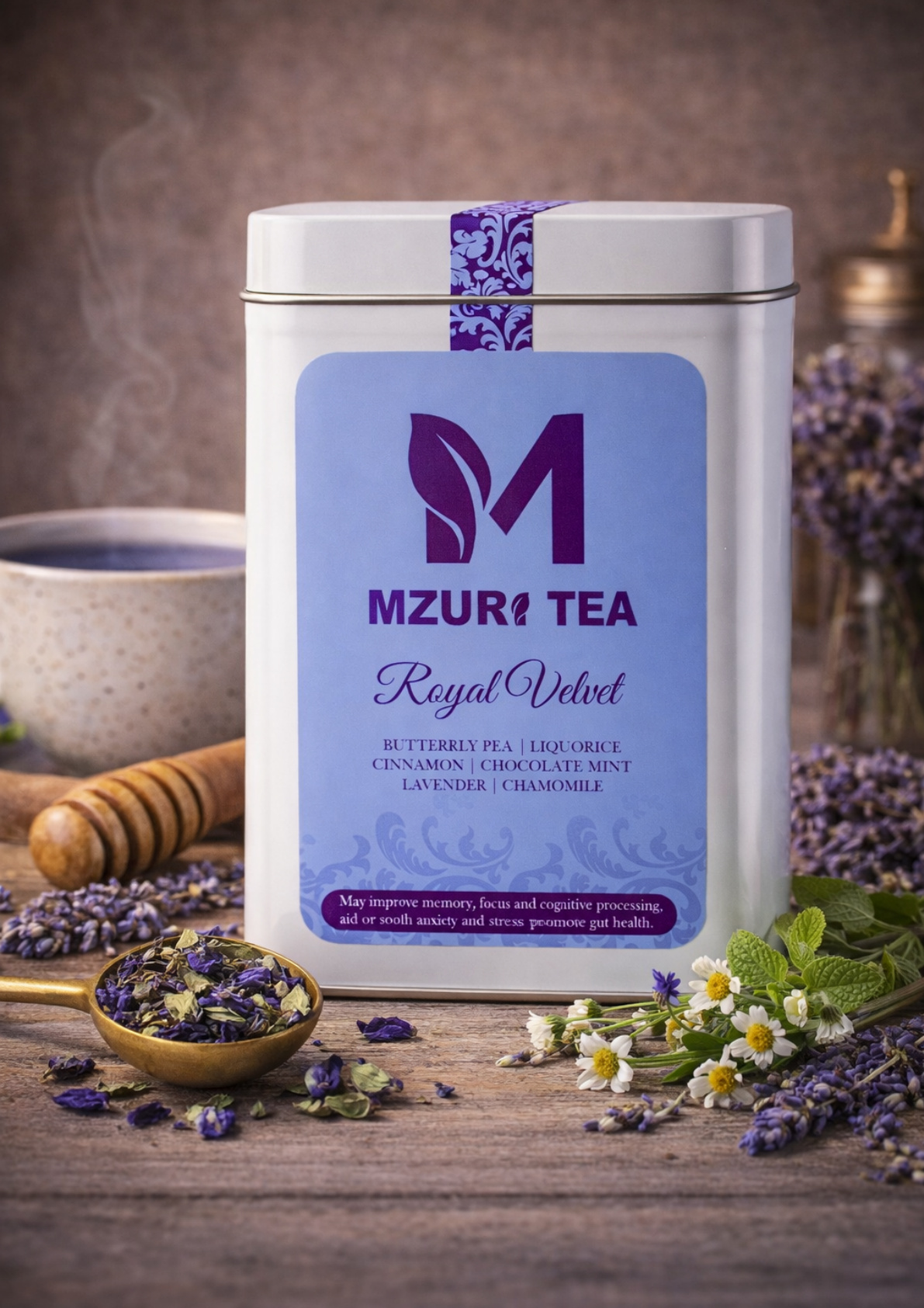 Royal Velvet tea, a colour-changing wellness blend